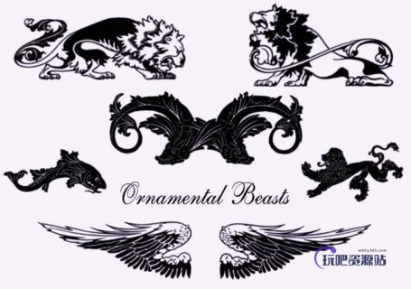 观赏式印花图案PS笔刷下载-玩吧资源站