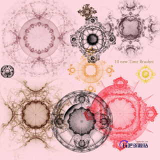 10种新世纪镜像花纹图案PS笔刷下载-玩吧资源站