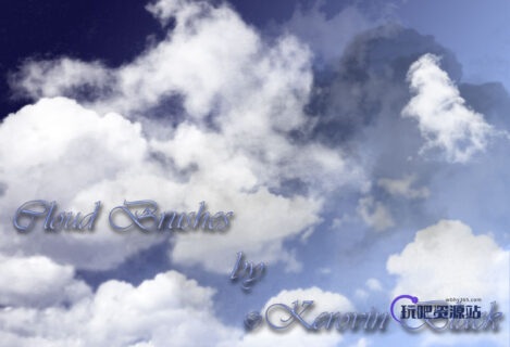 超清高空白色云朵、云层纹理PS笔刷素材下载-玩吧资源站