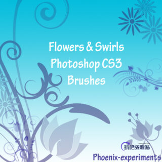 漂亮优美的植物鲜花花纹图案PS笔刷下载-玩吧资源站