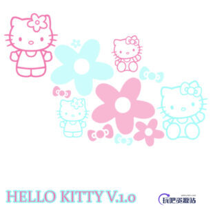 超可爱的Hello Kitty、呆萌卡通猫咪Photoshop笔刷素材-玩吧资源站