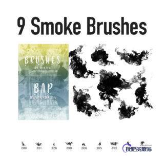 9种高级墨水在水中晕染的效果PS纹理笔刷素材-玩吧资源站