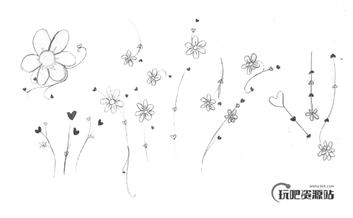 童趣涂鸦鲜花花朵图案Photoshop印花笔刷