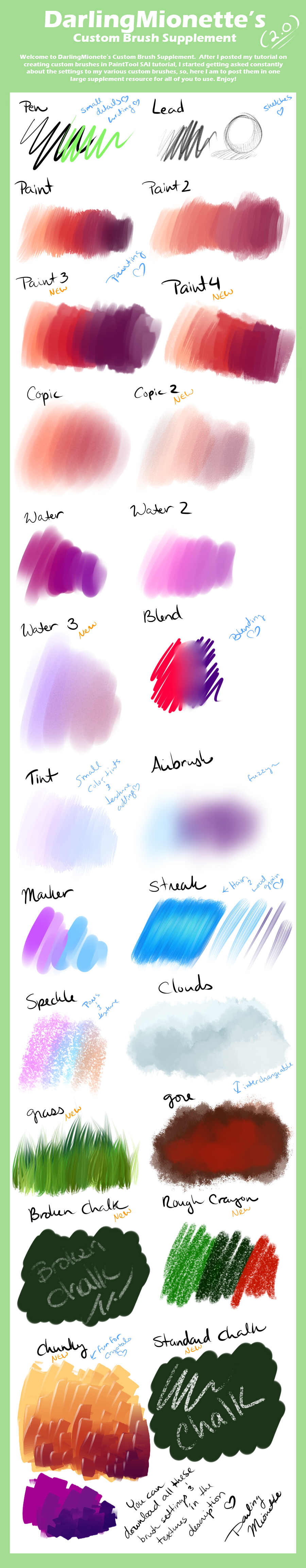 定制的插画绘画笔触类SAI画笔PaintTool SAI笔刷素材下载