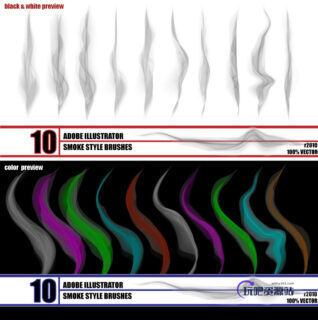 10种细腻的烟雾效果刷子风格 Illustrator笔刷/Ai画笔-玩吧资源站