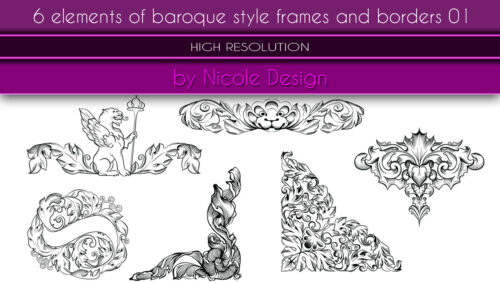 巴洛克风格的艺术花纹装饰图案Photoshop笔刷素材下载-玩吧资源站