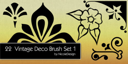 22种矢量风格的印花图案Photoshop笔刷素材下载-玩吧资源站