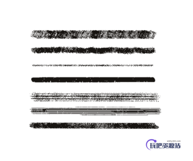 帆布式油墨纹理笔触Illustrator笔刷/Ai画笔-玩吧资源站