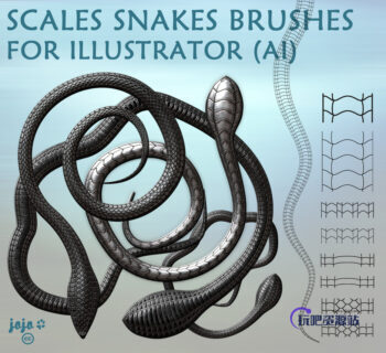 蛇形线条图案 Illustrator笔刷素材免费下载-玩吧资源站