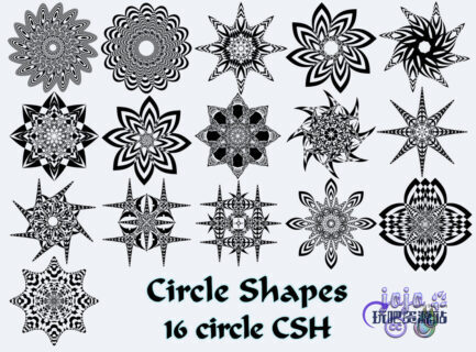 万花筒风格的花纹图案Photoshop自定义形状素材.csh下载-玩吧资源站