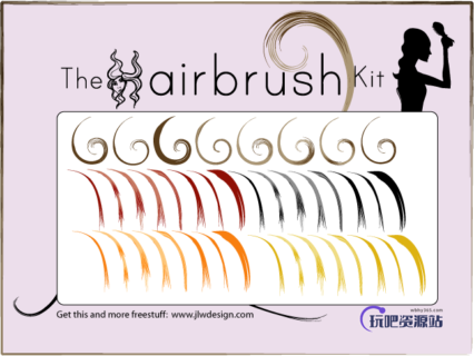 手绘毛发、发丝笔触效果Illustrator笔刷画笔素材下载-玩吧资源站