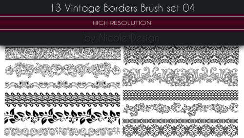 13种欧式贵族富丽堂皇的印花、花边花纹图案Photoshop笔刷下载-玩吧资源站