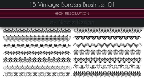 15种贵族印花图案、墙壁印花花纹Photoshop笔刷下载-玩吧资源站