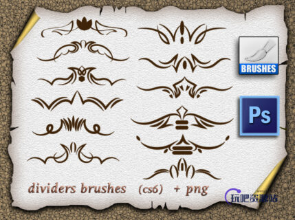 漂亮的手绘艺术印花图案Photoshop笔刷素材下载-玩吧资源站