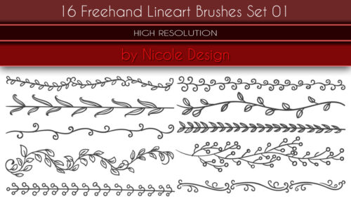 16种手绘植物叶子枝条图案印花Photoshop笔刷素下载-玩吧资源站