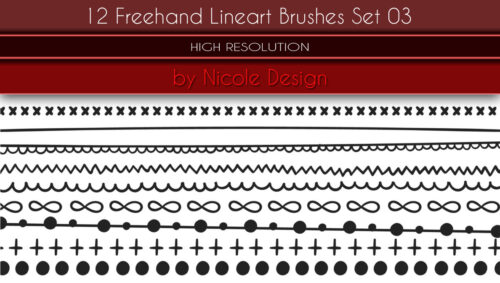 12种可爱的涂鸦分割线Photoshop笔刷下载-玩吧资源站