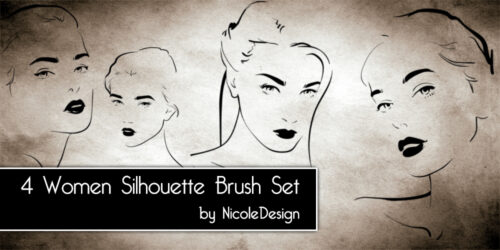 4种女性肖像图像Photoshop笔刷下载-玩吧资源站