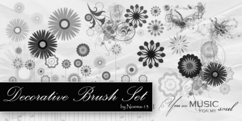 15种食量风格的鲜花花朵图案Photoshop印花笔刷-玩吧资源站