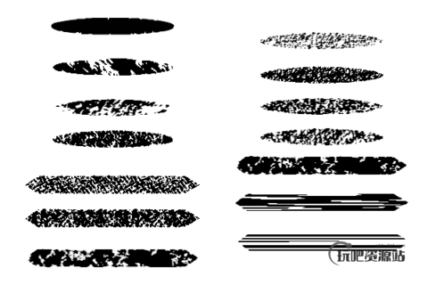 几种纹理式笔触Illustrator笔刷/Ai画笔-玩吧资源站