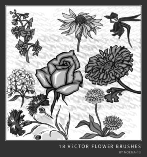 18种矢量花朵、花纹Photoshop印花图案笔刷素材-玩吧资源站