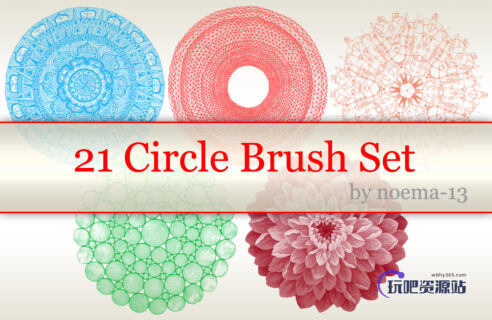 21种漂亮的罗盘花纹图案PS笔刷下载-玩吧资源站