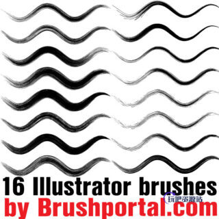 16种免费的画笔笔触效果Illustrator笔刷素材免费下载-玩吧资源站
