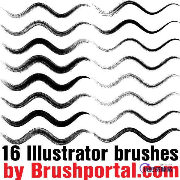 16种免费的画笔笔触效果Illustrator笔刷素材免费下载