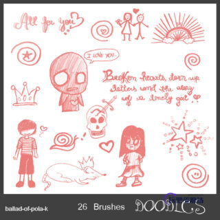 卡哇伊童趣涂鸦PS图案照片装饰笔刷素材-玩吧资源站