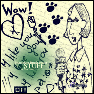 天真童趣涂鸦笔迹图案Photoshop美图笔刷下载-玩吧资源站