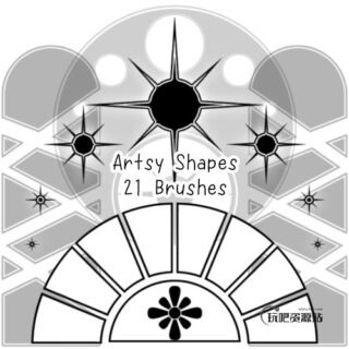 21种矢量图像风格装饰饰品Photoshop笔刷素材下载-玩吧资源站