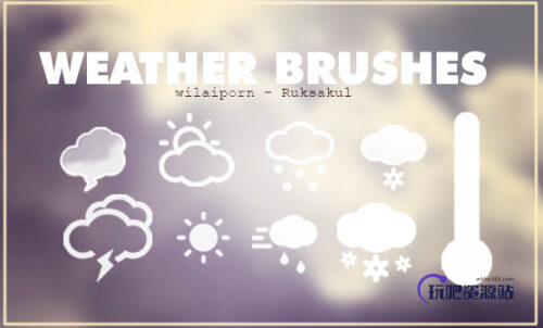 卡通式天气符号笔刷PS素材免费下载-玩吧资源站