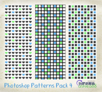 小清新背景红桃心、圆点、方块等Photoshop填充图案文件底纹素材 .pat 下载-玩吧资源站