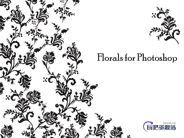 欧式经典的蕨类植物印花、花纹图案Photoshop笔刷下载
