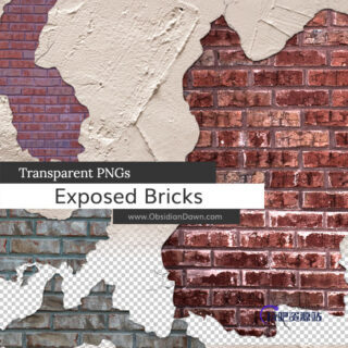 墙面纹理、墙砖纹理背景图案Photoshop墙壁笔刷下载（PNG透明格式）-玩吧资源站