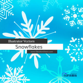 漂亮的矢量雪花图案、印花纹理背景Illustrator笔刷/Ai画笔-玩吧资源站