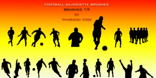 19种运动男性、足球运动员人像剪影PS笔刷下载-玩吧资源站