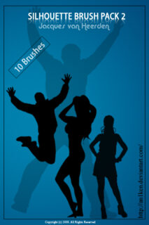 10种活力男孩、女孩人像剪影图案Photoshop笔刷下载-玩吧资源站
