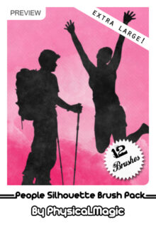 12种极限运动人物剪影、轮廓肖像PS笔刷素材下载-玩吧资源站