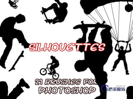 21种极限玩家运动造影、人像剪影图案Photoshop笔刷下载-玩吧资源站
