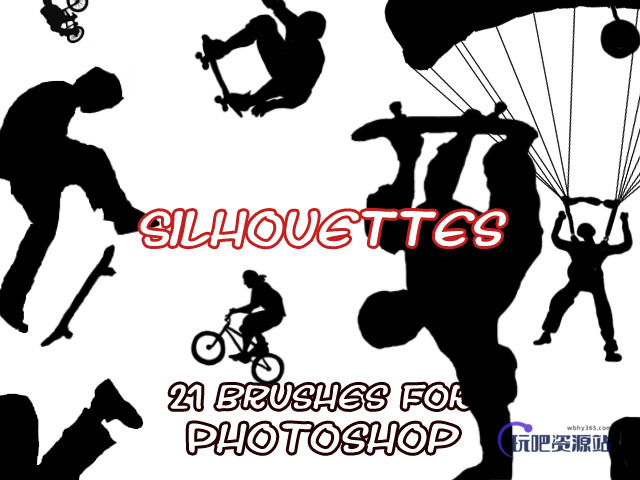 21种极限玩家运动造影、人像剪影图案Photoshop笔刷下载