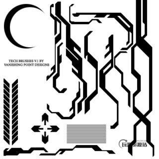 复古式机械文明元素装扮PS笔刷下载-玩吧资源站