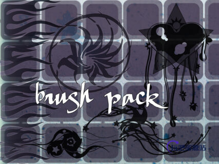 手绘非主流酷炫纹饰、纹身、刺青Photoshop笔刷素材下载-玩吧资源站