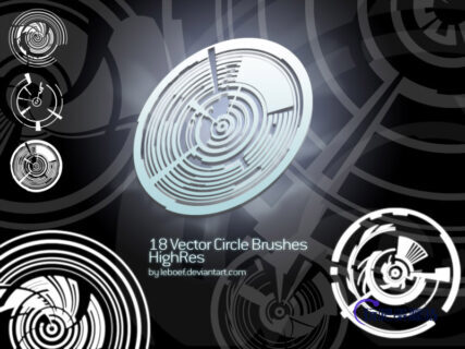 18种机械科技元素磨盘图案Photoshop笔刷下载-玩吧资源站
