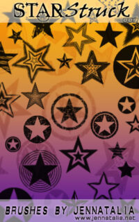 复古式五角星图案Photoshop星星装饰笔刷素材-玩吧资源站