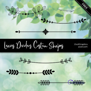 手绘小清新植物叶子枝条花纹图案Photoshop自定义形状素材 .csh 下载-玩吧资源站