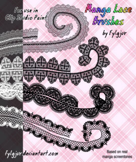 蕾丝边式花纹图案sut笔刷CLIP STUDIO PAINT 画笔下载-玩吧资源站
