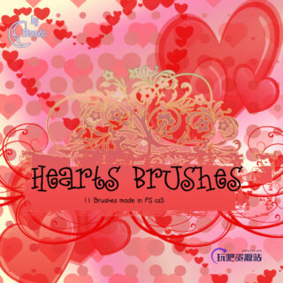 七夕、情人节爱心、心形图案花纹装饰PS笔刷素材下载-玩吧资源站