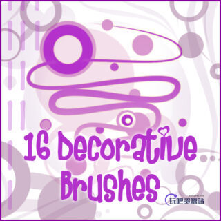 16种线条、圆点效果装饰Photoshop照片装饰笔刷素材下载-玩吧资源站