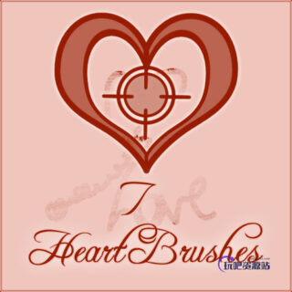 7种非主流时尚爱心图案Photoshop心形笔刷素材-玩吧资源站