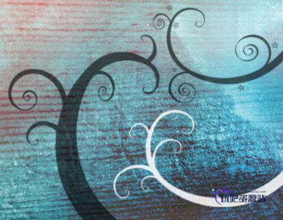 魔幻漩涡式枝条花纹图案Photoshop照片美图笔刷-玩吧资源站